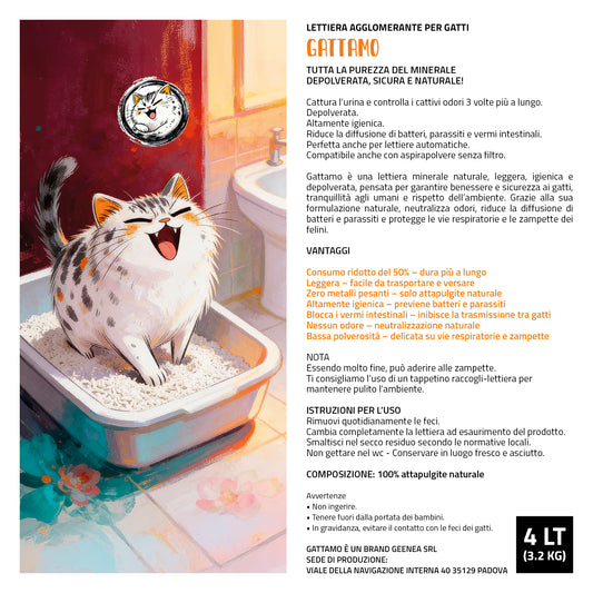 LETTIERA AGGLOMERANTE PER GATTI - GATTAMO 4 LT